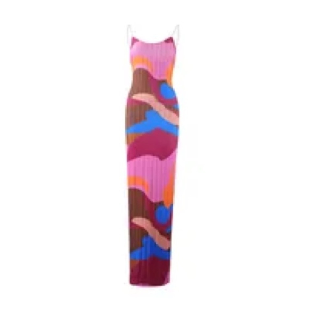 Multicolor Abstract Maxi Dress